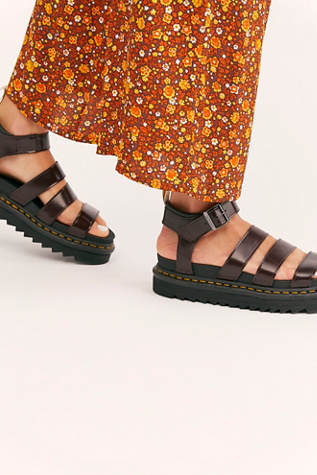 dr martens blaire strappy flat sandals in black