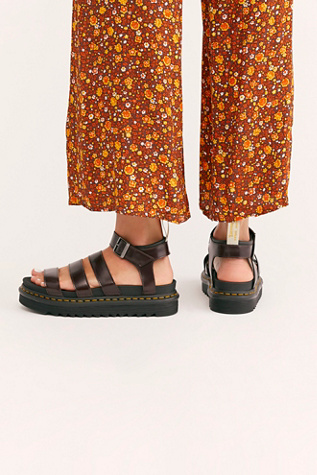 dr martens blaire strappy flat sandals in black