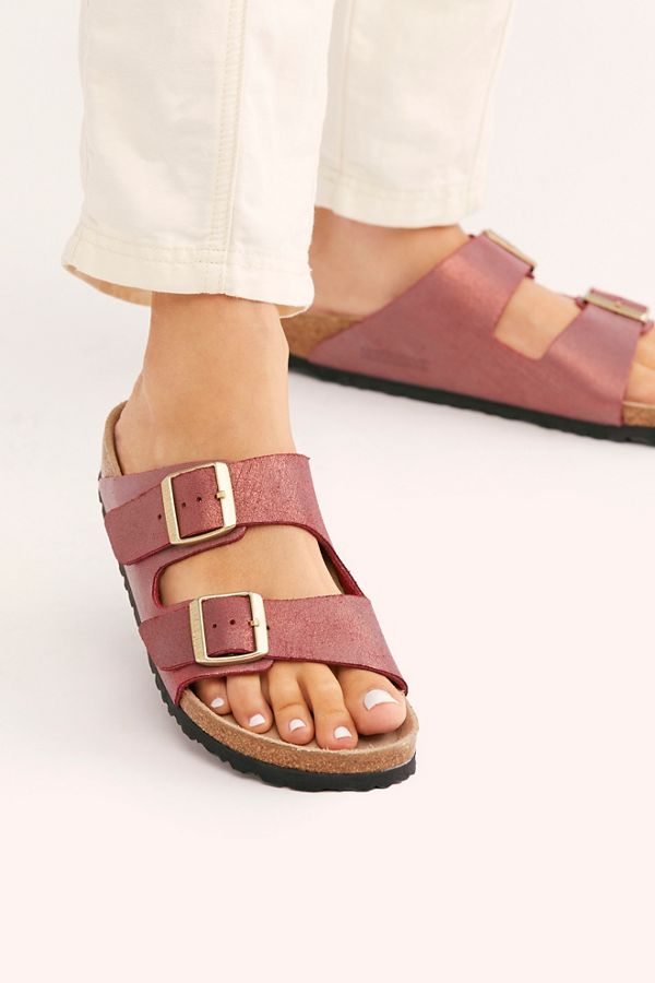 Arizona Washed Metallic Birkenstock Sandals | Free People