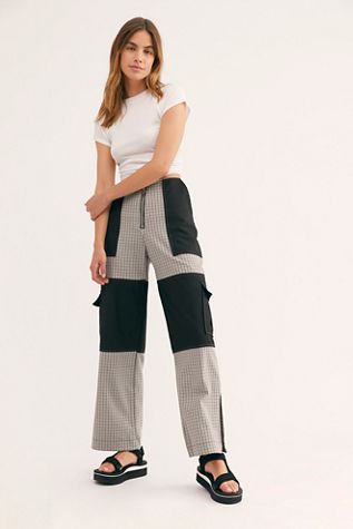 Check Zip Patched Pants