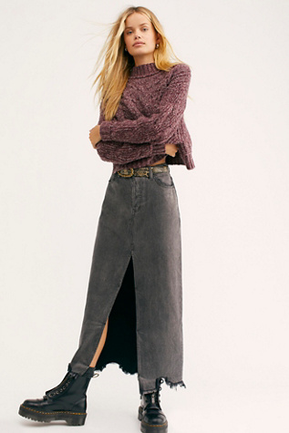 free people denim maxi skirt