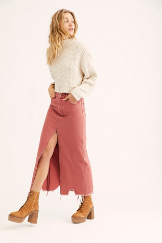 free people denim maxi skirt