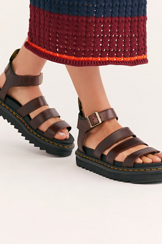 dr martens blaire strappy flat sandals in black