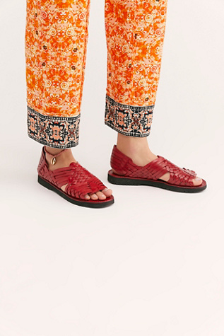 red huarache sandals