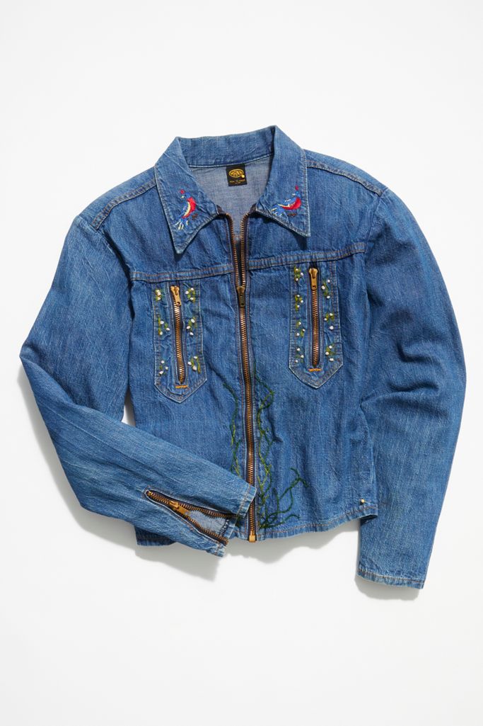 Vintage 1970s Embroidered Denim Jacket | Free People