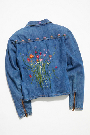 free people embroidered denim jacket