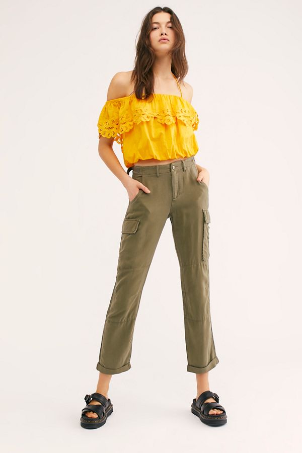 Slide View 1: Rolled-Up Silk Cargo Pants