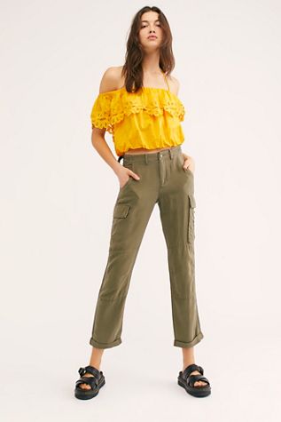 Rolled-Up Silk Cargo Pants