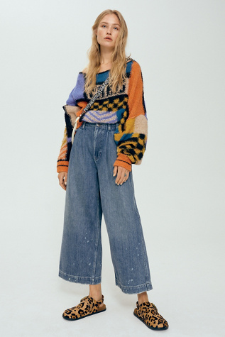 denim trousers wide leg