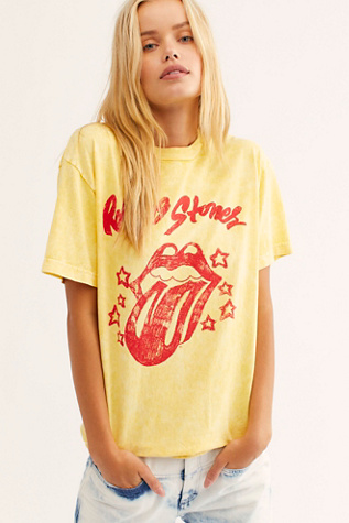 yellow rolling stones shirt