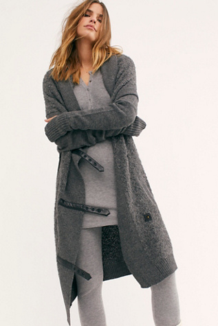 hooded belted cardigan