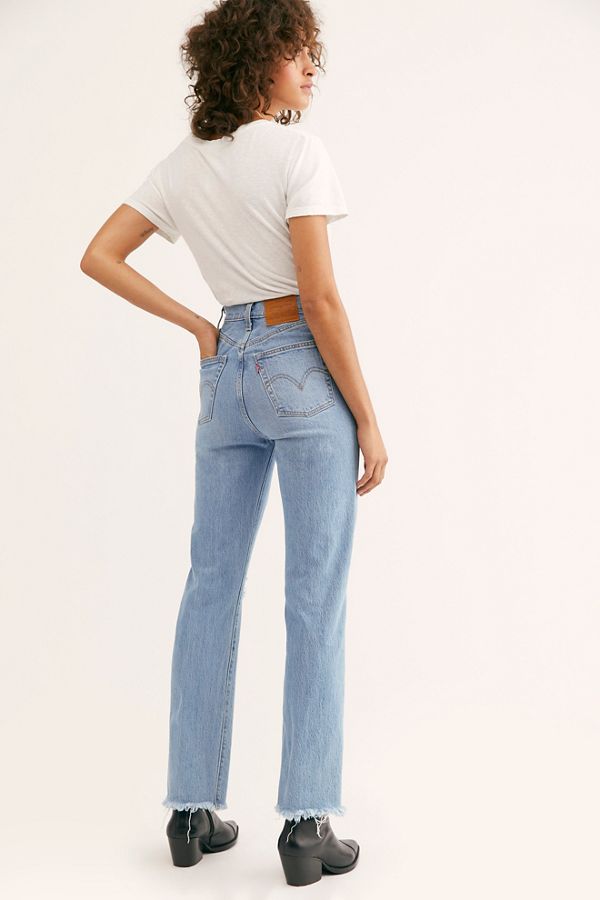 white levi's straight leg jeans