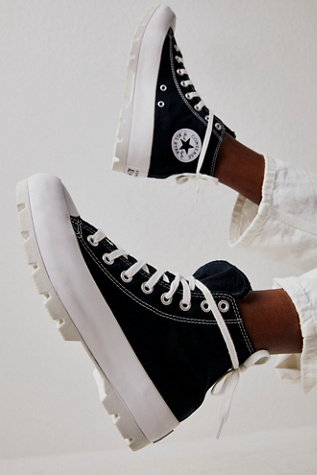 black lugged high top converse