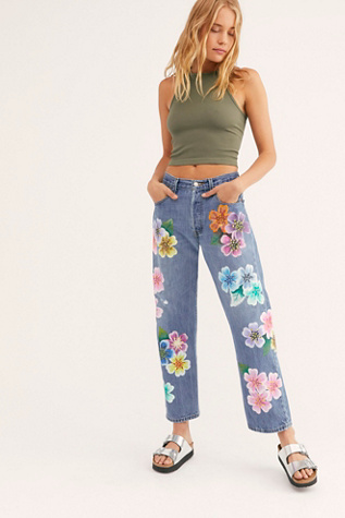 rialto jean project floral painted overalls