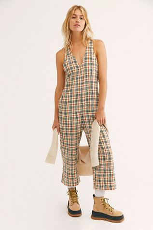 free people plaid jumpsuit