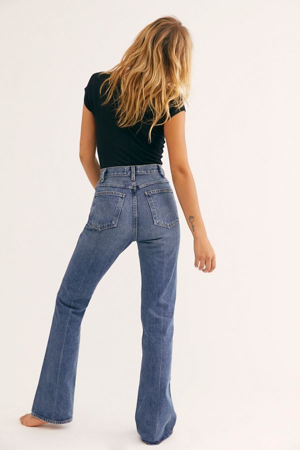 cream flared jeans