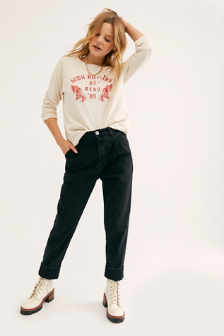 80's style high waisted jeans