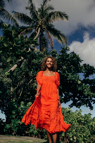 free people red midi dress