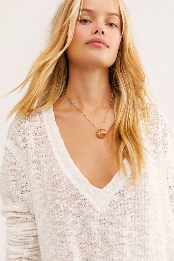 Free People Striped Island Girl Hacci Top in White