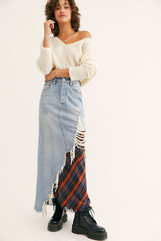 free people plaid maxi skirt