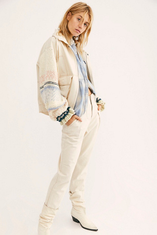 free people white denim jacket