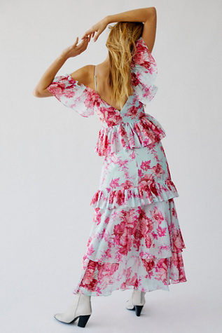 flamingo print maxi dress