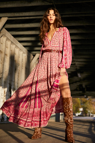 free people peach pie midi dress