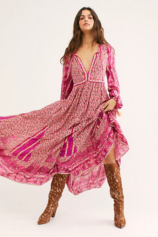 free people peach pie midi dress