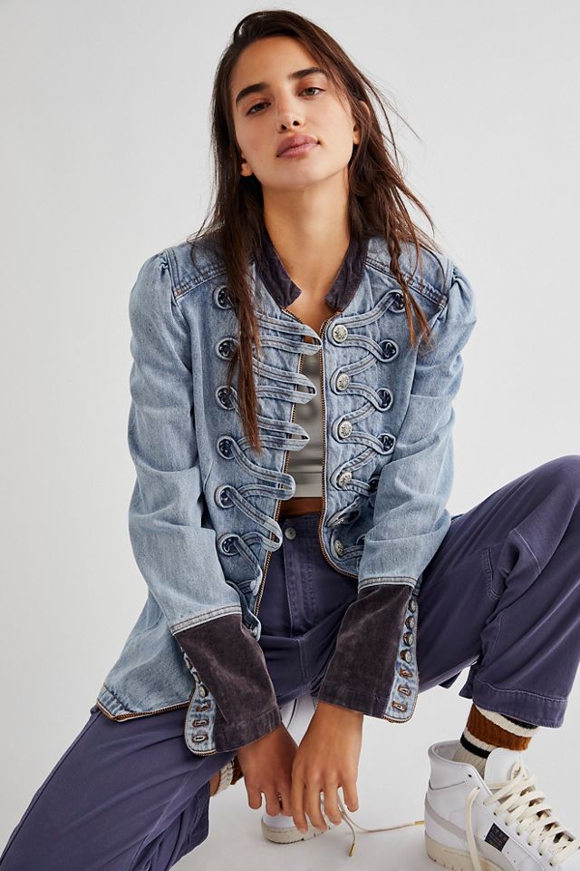 Free people denim hot sale military jacket