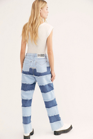 the ragged priest striped panel dad jeans