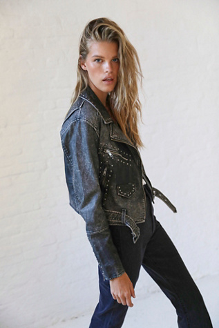 free people studded jean jacket