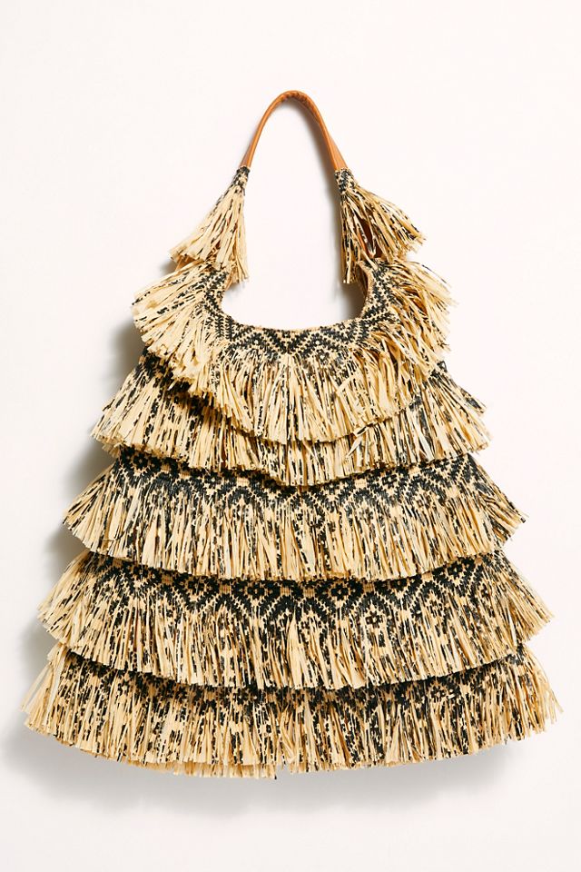 Free People Soleil Raffia Fringe Hobo Bag - 56969488