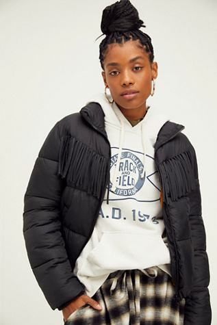 fringe puffer jacket