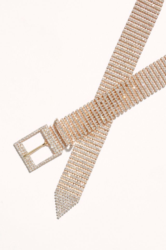 Free People Farah Gold Rhinestone Belt. 1