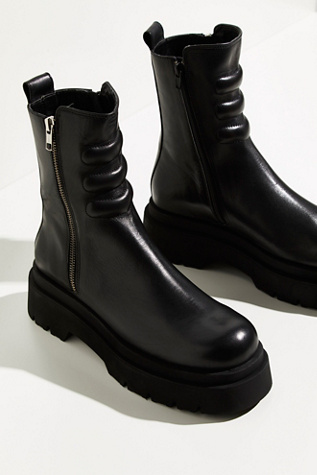 strap detail quilted leather ankle boots