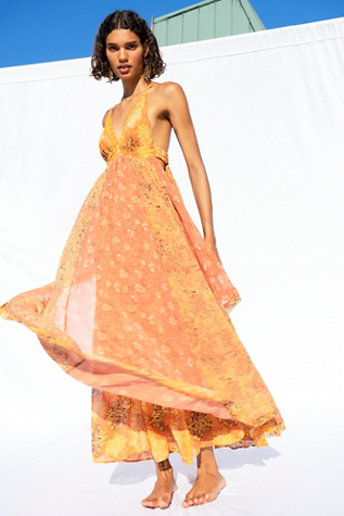 free people orange maxi dress