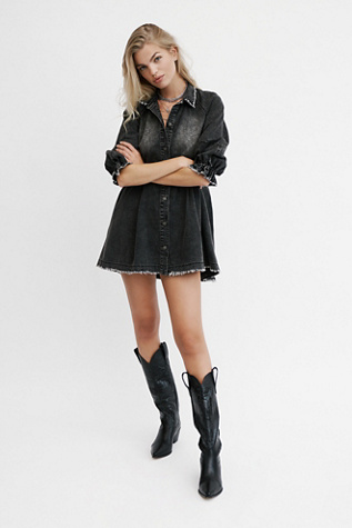 free people black denim dress