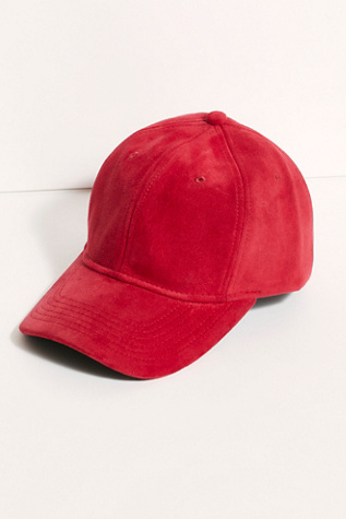 red suede baseball cap