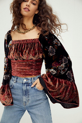 Catching Feelings Velvet Top Free People UK