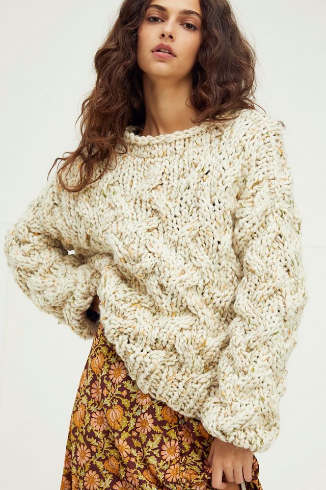 free people cable pullover sweater