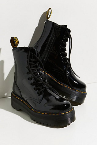 shiny black platform doc martens