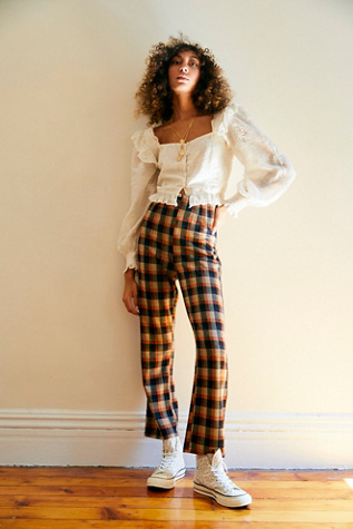 plaid cropped flare pants