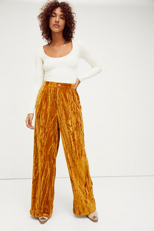 velvet wide leg pants
