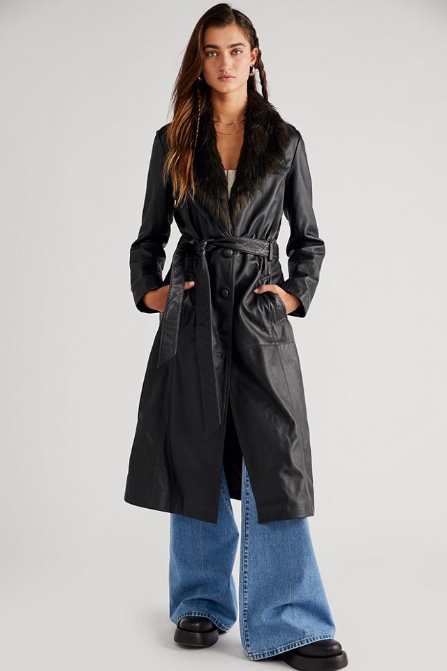 Free People Midnight Train Leather Duster - 59117101