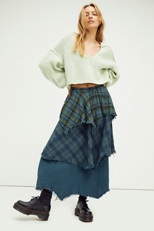 plaid maxi skirt 80