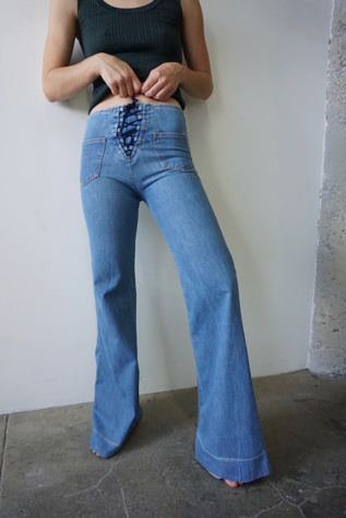 lace up bell bottom jeans
