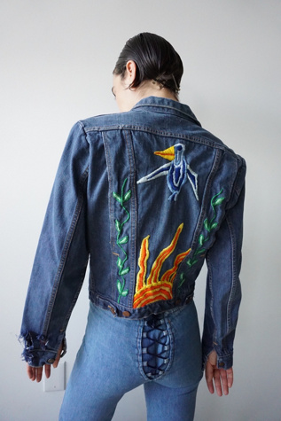 free people embroidered denim jacket