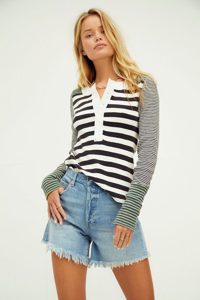 free people give me stripes tee