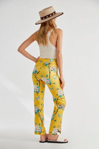 yellow silk pants