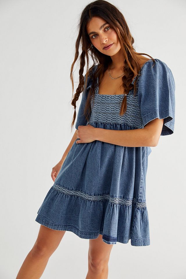 Free People Easy To Love Denim Mini Dress. 2